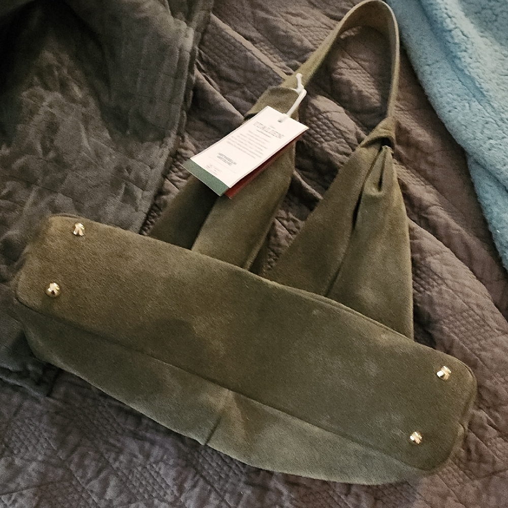Anna Paola Olive Green Versatile Shoulder Bag with Minimalist Design Suede - Picture 16 of 16